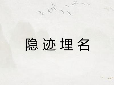 隐迹埋名 隐迹埋名