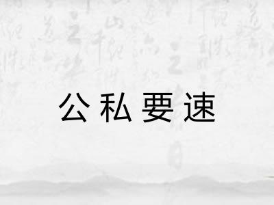公私要速 公私要速