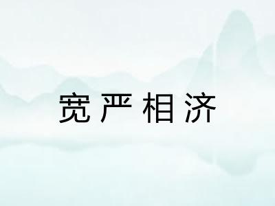 宽严相济 宽严相济