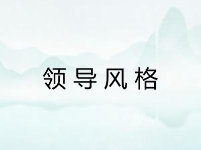 领导风格 领导风格
