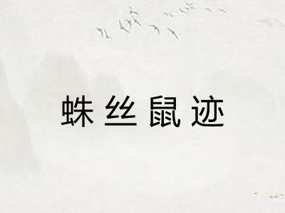 蛛丝鼠迹 蛛丝鼠迹