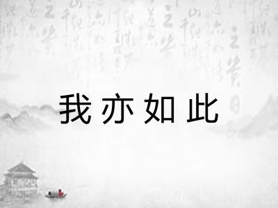 我亦如此 我亦如此