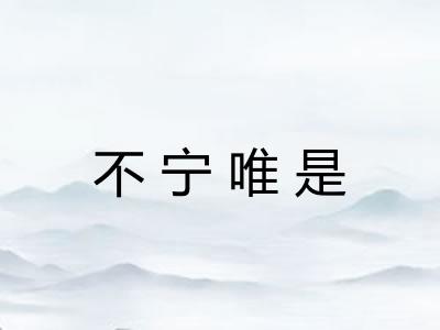 不宁唯是 不宁唯是