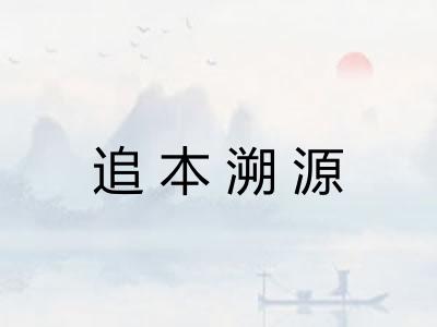 追本溯源 追本溯源
