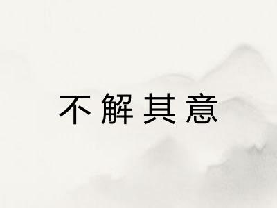 不解其意 不解其意