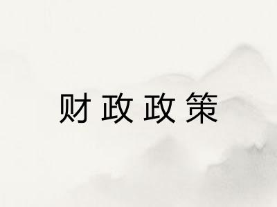 财政政策 财政政策
