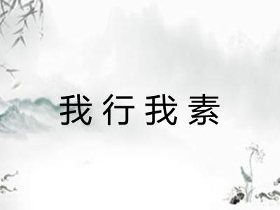 我行我素 我行我素