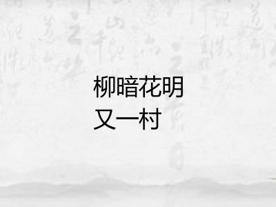 柳暗花明又一村 柳暗花明又一村
