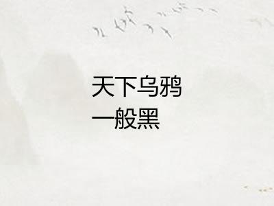 天下乌鸦一般黑 天下乌鸦一般黑