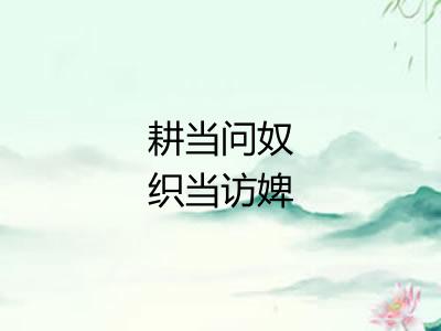 耕当问奴织当访婢 耕当问奴织当访婢