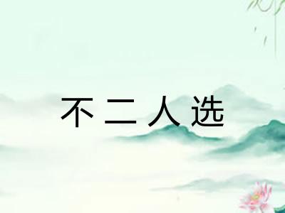 不二人选 不二人选